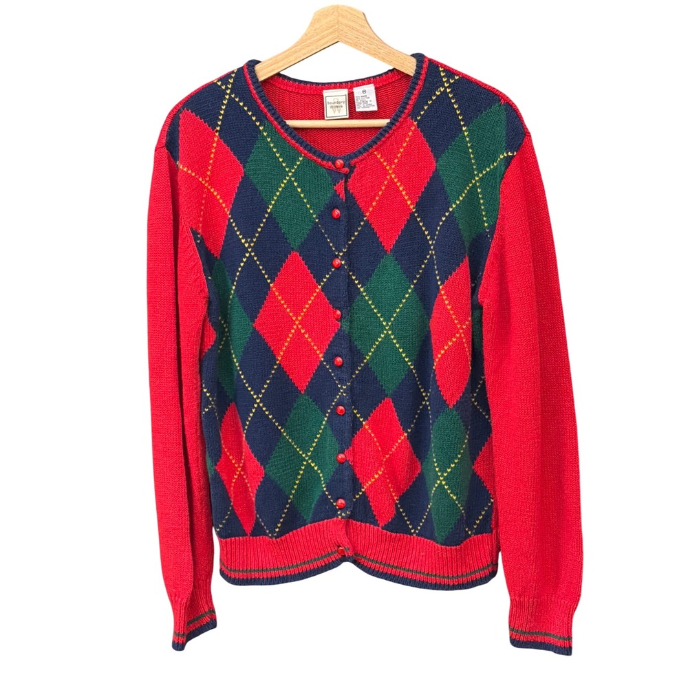 Vintage Boundary Waters Argyle Cardigan Preppy Academia Grandmacore Ivy League